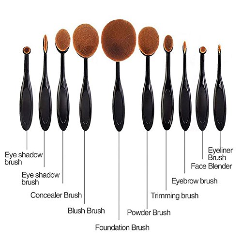 LZYMSZ 10Pcs Pincel de maquillaje ovalado