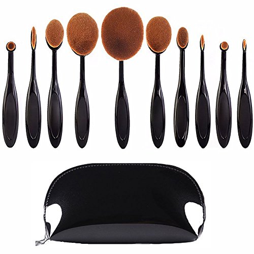 LZYMSZ 10Pcs Pincel de maquillaje ovalado