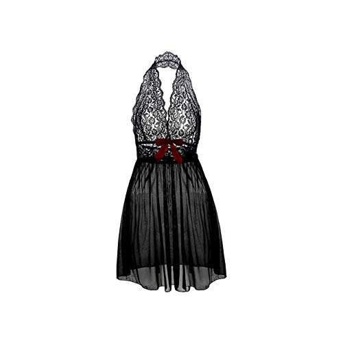 M L XL XXL 3XL 5XL 6XL Plus Size Deep V Neck Women Lace Sexy Lingerie Hot Erotic Bow Transparent Dress Porno Costumes Nightwear Black L