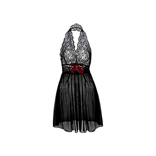M L XL XXL 3XL 5XL 6XL Plus Size Deep V Neck Women Lace Sexy Lingerie Hot Erotic Bow Transparent Dress Porno Costumes Nightwear Black L