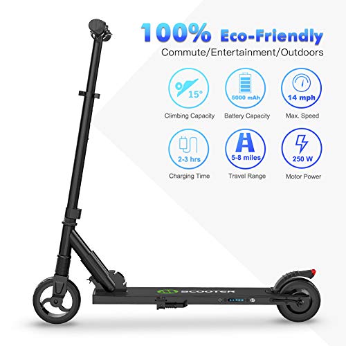 M MEGAWHEELS Scooter-Patinete electrico Adulto y niño, Ajustable la Altura, 5000 mAh, 23km/h.(Negro)
