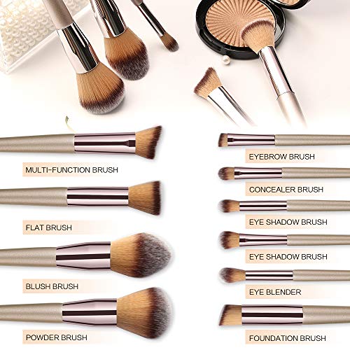 MAANGE 10 Pieces profesional de brochas de maquillaje Conjunto de pinceles de maquillaje Set Makeup Brush Profesional Pincel de Maquillaje