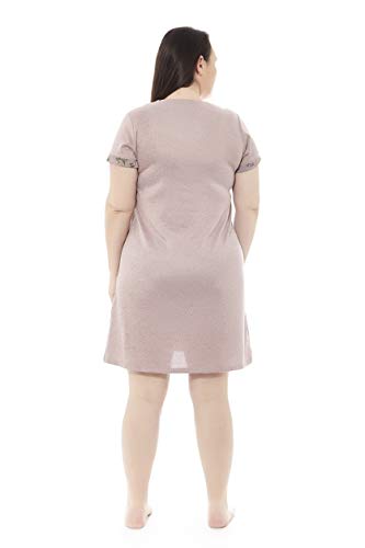 Mabel Intima Camison Talla Grande Mujer. Camisón Manga Corta Color Maquillaje. Camisón Talla 54. 95% poliéster-5% Spandex