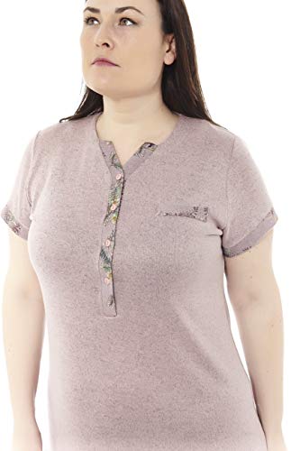 Mabel Intima Camison Talla Grande Mujer. Camisón Manga Corta Color Maquillaje. Camisón Talla 54. 95% poliéster-5% Spandex