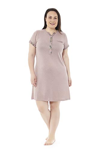 Mabel Intima Camison Talla Grande Mujer. Camisón Manga Corta Color Maquillaje. Camisón Talla 54. 95% poliéster-5% Spandex
