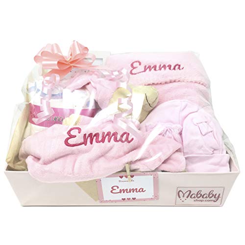 MabyBox Ternura | Canastilla Bebé Regalo | Regalo bebé | Cesta de Recién nacido Personalizada (Rosa)
