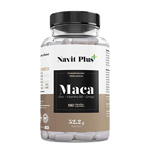 Maca andina capsulas con L-arginina, Zinc, Ginkgo y Vitamina B6 | Código Nacional Farmacia 193338.6 | Cápsulas vegetales | Aumenta nivel de energía y rendimiento deportivo | Tratamiento hasta 3 meses.