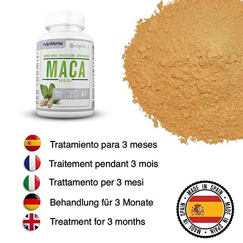 Maca Andina capsulas con vitaminas B12 E B3 pastillas natural suplemento vegano Mejora tu estado de ánimo potenciador de energía masculino/femenino Tratamiento para 3 meses