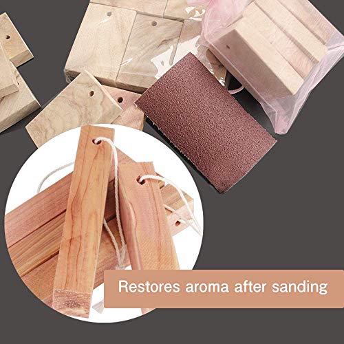 Madera de Cedro, Juego de Repelente contra de Polilla de Cedro Natural de Formas Mixtas, Accesorios de Almacenamiento, Desodorante de Armarios y Cajones, Paquete de 39 y Papel de Lija