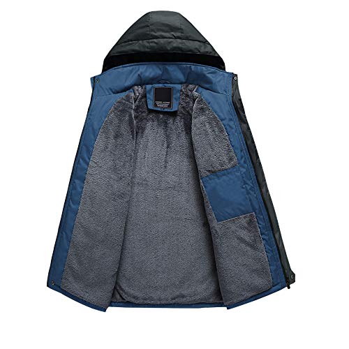 MAGCOMSEN Chaqueta de invierno para hombre de montaña caminando senderismo chaquetas de forro polar polar polar para hombre parka para esquí nieve patinaje azul