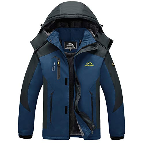 MAGCOMSEN Chaqueta de invierno para hombre de montaña caminando senderismo chaquetas de forro polar polar polar para hombre parka para esquí nieve patinaje azul