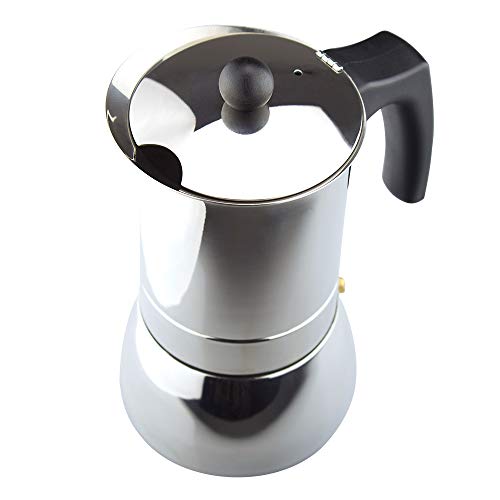 MAGEFESA Genova – La cafetera MAGEFESA Genova está Fabricada en Acero Inoxidable 18/10, Compatible con Todo Tipo de Cocina. Fácil Limpieza (Cromado, 10 Tazas)