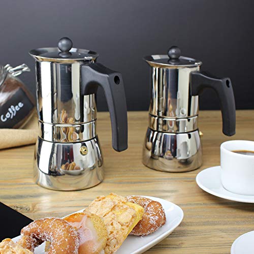 MAGEFESA Genova – La cafetera MAGEFESA Genova está Fabricada en Acero Inoxidable 18/10, Compatible con Todo Tipo de Cocina. Fácil Limpieza (Cromado, 10 Tazas)