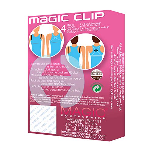 MAGIC BODYFASHION Magic Clip Sujetador, Transparente (Transparente 6440), Medium (Talla del Fabricante: Talla única) (Pack de 4) para Mujer