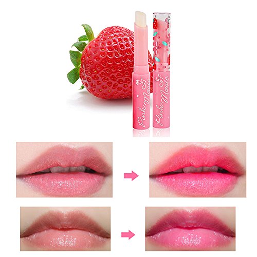 Magic Strawberry Temperatura Que Cambia de Color Lápiz Labial Labios hidratantes Pintalabios Mágico Originales Lápiz Labial Brillo de Labios Impermeable Duradera Maquillaje (Pink)