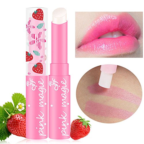 Magic Strawberry Temperatura Que Cambia de Color Lápiz Labial Labios hidratantes Pintalabios Mágico Originales Lápiz Labial Brillo de Labios Impermeable Duradera Maquillaje (Pink)