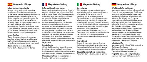 Magnesio 100mg - ¡Bote para 1 año! - Apto para veganos - 360 comprimidos - SimplySupplements