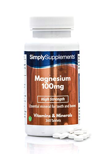 Magnesio 100mg - ¡Bote para 1 año! - Apto para veganos - 360 comprimidos - SimplySupplements