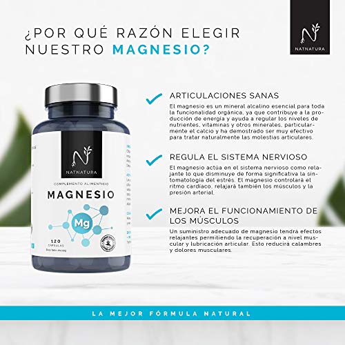 Magnesio, suplemento citrato de magnesio con 720mg por cápsula, 180 cap vegetales. Magnesio puro concentrado de alta biodisponibilidad. mejora el funcionamiento de huesos, músculos y sistema nervioso.