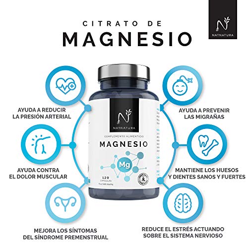 Magnesio, suplemento citrato de magnesio con 720mg por cápsula, 180 cap vegetales. Magnesio puro concentrado de alta biodisponibilidad. mejora el funcionamiento de huesos, músculos y sistema nervioso.