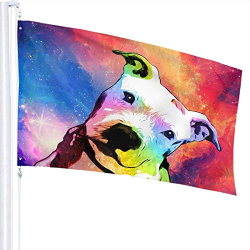 maichengxuan 3x5 Foot Rainbow Pitbull Printed Polyester Bandera, Designs Outdoor Bandera Home Bandera de Jardín Banner Breeze Bandera for Decorate Garden Courtyard