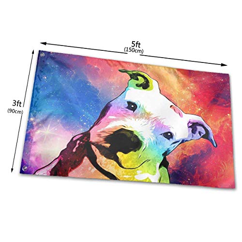 maichengxuan 3x5 Foot Rainbow Pitbull Printed Polyester Bandera, Designs Outdoor Bandera Home Bandera de Jardín Banner Breeze Bandera for Decorate Garden Courtyard
