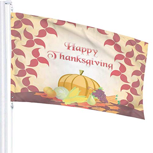 maichengxuan 3x5 FT Happy Thanksgiving Days Banner, Outdoor Bandera Home Bandera de Jardín Banner Breeze Bandera for Decorate Garden Courtyard Living Room