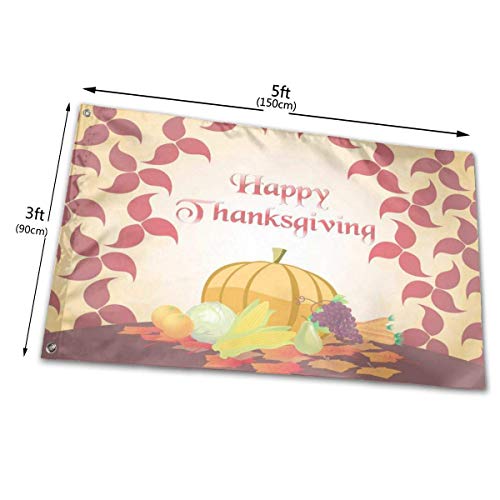 maichengxuan 3x5 FT Happy Thanksgiving Days Banner, Outdoor Bandera Home Bandera de Jardín Banner Breeze Bandera for Decorate Garden Courtyard Living Room