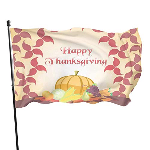 maichengxuan 3x5 FT Happy Thanksgiving Days Banner, Outdoor Bandera Home Bandera de Jardín Banner Breeze Bandera for Decorate Garden Courtyard Living Room