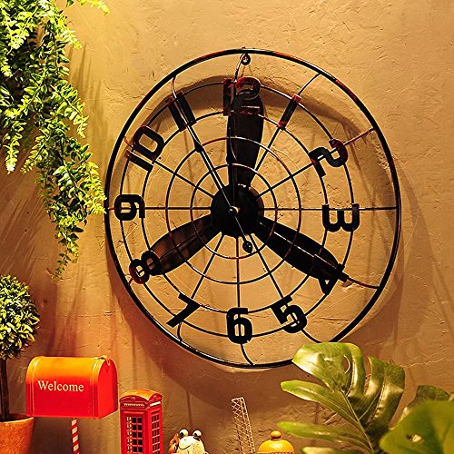 MAIKA HOME Industrial Style Fan Reloj de Pared/Decoraciones de Pared Reloj de Pared/Bar Cafe Shop Decoraciones de Pared Murales (Color: A)