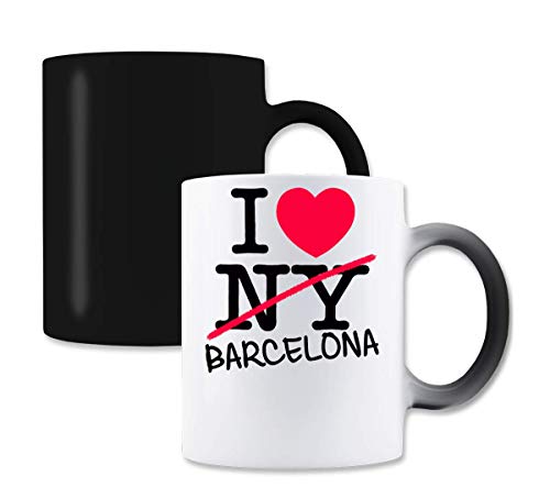 MaikesTic I Love Barcelona Spain Taza de café cambiante del té del Color mágico