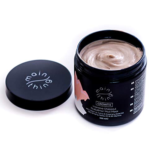 Main Thing - Mascarilla limpiadora para el cuero cabelludo y el cabello que protege contra la caída con ghassoul, aceite de ricino, aceites esenciales, vitaminas, ginseng y extractos de ortiga, 500 ml