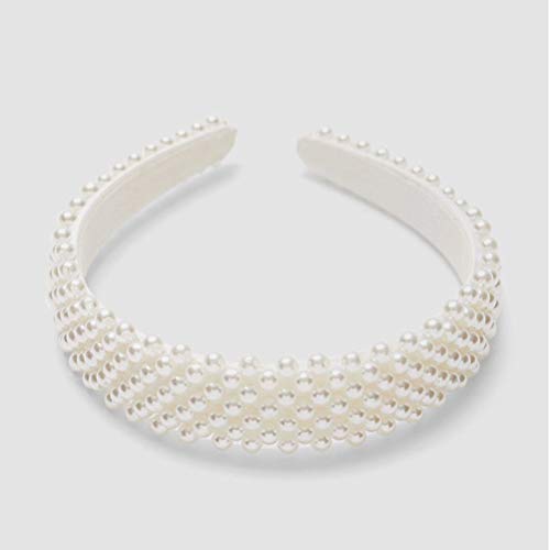 Makasy Diadema Delgada de Perlas Adorno de Diadema Diademas de Perlas Diadema de Boda Elegante Perlas de imitación Diadema Blanca para Damas Diadema Mujer Cabello Joyas