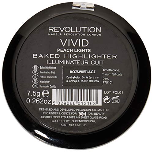 Makeup Revolution London Vivid Baked Highlighter Peach Lights Iluminador facial al horno 7,5g (5029066013163)