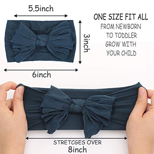 Makone Neonata Elastica Fascia，8 Pezzi Fascia Per Capelli en Nylon con Fiocchi Pom Bun 5,5 Pollici Fascia Elastica Per Capelli Elasticizzata Fatta a Mano Per Neonate Di