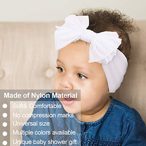 Makone Neonata Elastica Fascia，8 Pezzi Fascia Per Capelli en Nylon con Fiocchi Pom Bun 5,5 Pollici Fascia Elastica Per Capelli Elasticizzata Fatta a Mano Per Neonate Di
