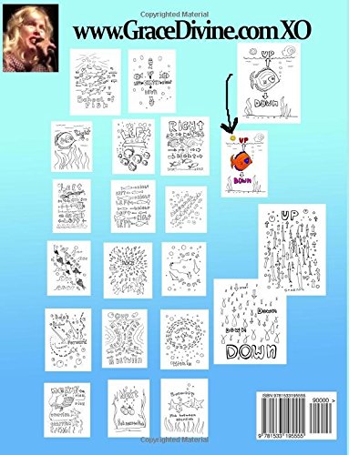 Målarbok lär dig engelska med fisk färg orden Lära sig begrepp för barn för alla vem vill att lära sig engelska upp ner höger vänster diagonal mellan bredvid inom