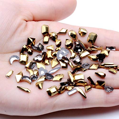 MALATA Storm Rhinestone Nail Art Jewelry Sticker Trapezoidal Rectangular Square Transparent Decorations Supplies Jewelry, 16 Aurum Mixto