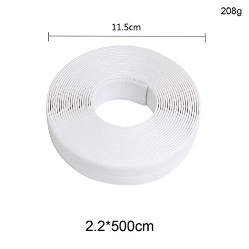 Malayas 5m x 22mm Cinta de Sellado Impermeable y Resistente al Moho Tiras Adhesivas Selladoras para Baño Cocina Esquina Pared Ducha Fregadero Bañera Color Blanco