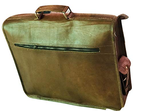maletín de Cuero Bolsa de Mensajero portátil Bandolera para Hombres y Mujeres (18" Longitud X 13" Altura X 5" Anchura (Pulgada))