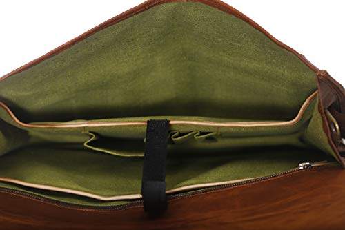 maletín de Cuero Bolsa de Mensajero portátil Bandolera para Hombres y Mujeres (18" Longitud X 13" Altura X 5" Anchura (Pulgada))