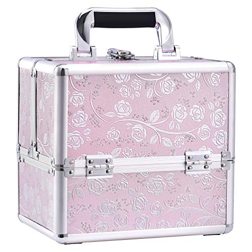 Maletín Maquillaje Profesional Estuche de Maquillaje Estuche de Cosmético Neceser Maquillaje Caja Maquillaje de Viaje Joyero Manicura Regalos para Mujer, Rosa