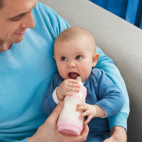 MAM Easy Start Anti-Colic 260 ml, Biberón anticólicos con base de ventilación, biberón MAM autoesterilizable con tetina MAM nº 2 de silicona extrasuave, 2+ meses, rosa