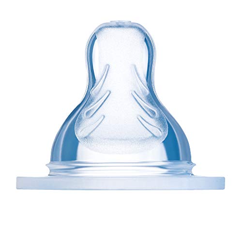 MAM Teat Set Size 2-3, 2 tetinas para +2 meses y 2 tetinas para +4 meses, accesorios para bebé en silicona SkinSoft, forma única plana, ajuste perfecto a la boca del bebé