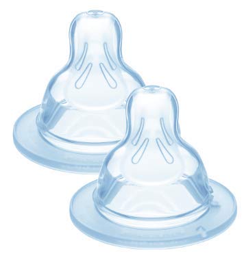 MAM Teat Set Size 2-3, 2 tetinas para +2 meses y 2 tetinas para +4 meses, accesorios para bebé en silicona SkinSoft, forma única plana, ajuste perfecto a la boca del bebé