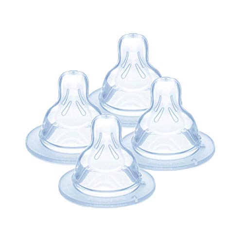 MAM Teat Set Size X, 4 tetinas de silicona para bebés de +6 meses, accesorios para bebé en silicona SkinSoft, forma única plana y ajuste perfecto a la boca del bebé