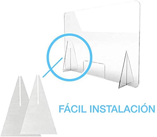 Mampara de metacrilato mostrador 4mm proteccion para oficinas mostradores manicura sobremesa material transparente 4mm 70x60