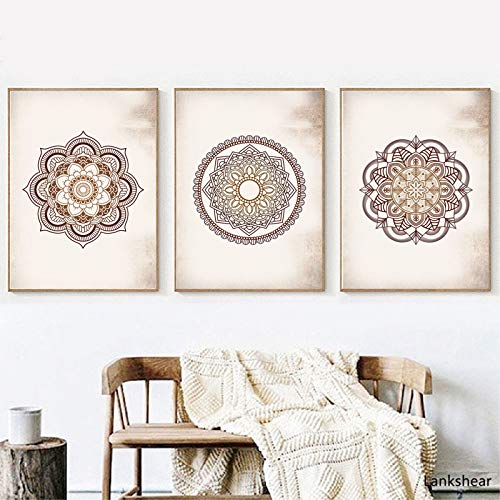 Mandala Brown Canvas Painting Dormitorio Sala de estar Decoración Sin marco Obra 42x59cm