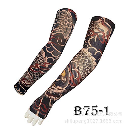 Manga de hielo para tatuaje Brazo de flor masculino Impresión sin costuras Manga de hielo Impulsión para sol Manga de tatuaje B75-1 con circunferencia del brazo del dedo disponible de 17 a 50 cm
