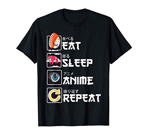 Manga Japonés Kawaiano - Cute Eat Sleep Anime Repeat Camiseta